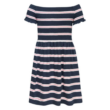 Tommy Hilfiger Dress Smocked Stripe 6450 Twilight Navy/Fresh Pink